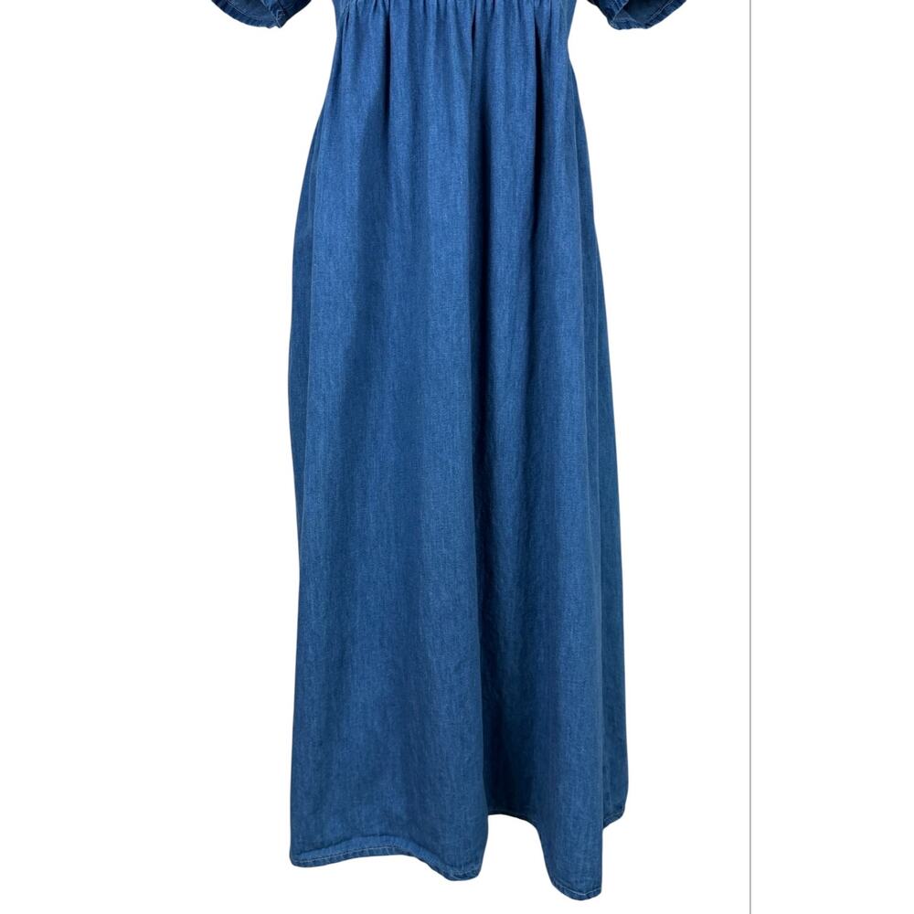 Double D Ranch Denim Maxi Dress XS Boho Western Prairie Cowgirl Rodeo - Picture 4 of 10
